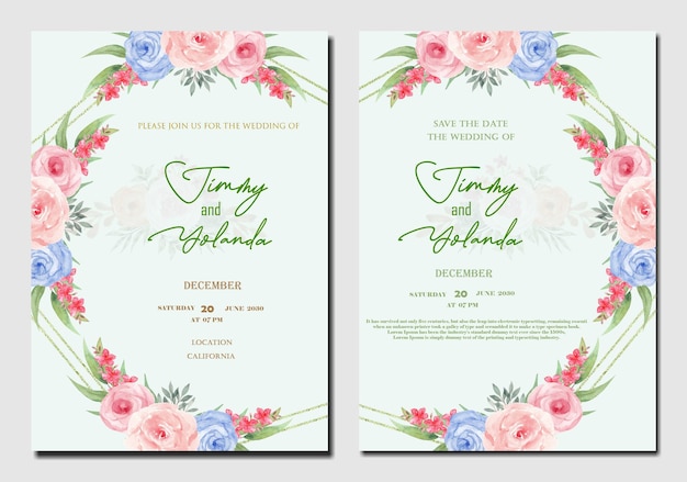 Invitación de boda floral Modelo PSD