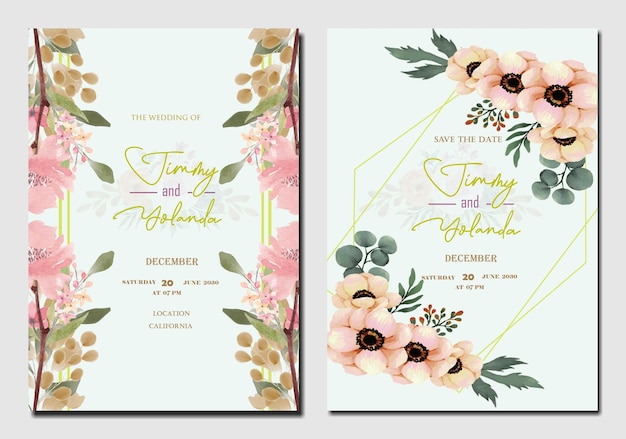 PSD invitación de boda floral modelo psd