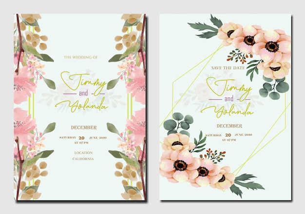 Invitación de boda floral modelo psd