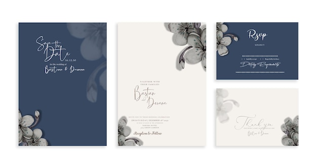 Invitación de boda floral modelo psd