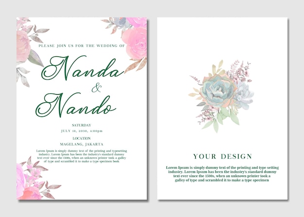 Invitación de boda floral psd