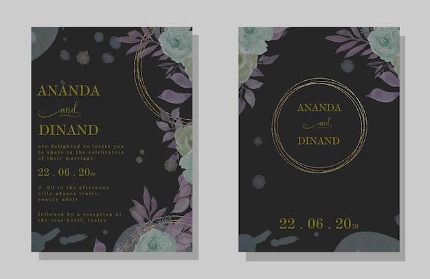 Invitación de boda floral psd