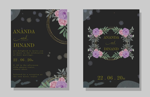 Invitación de boda floral psd