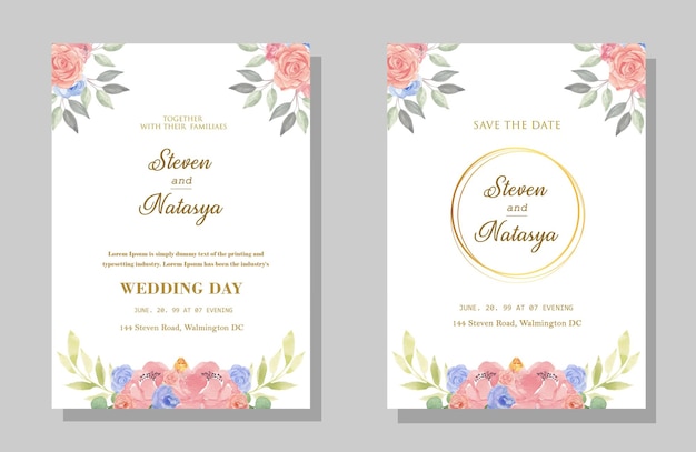 Invitación de boda floral psd