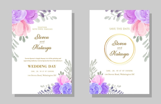 Invitación de boda floral psd