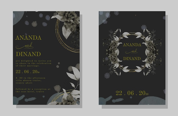 Invitación de boda floral psd