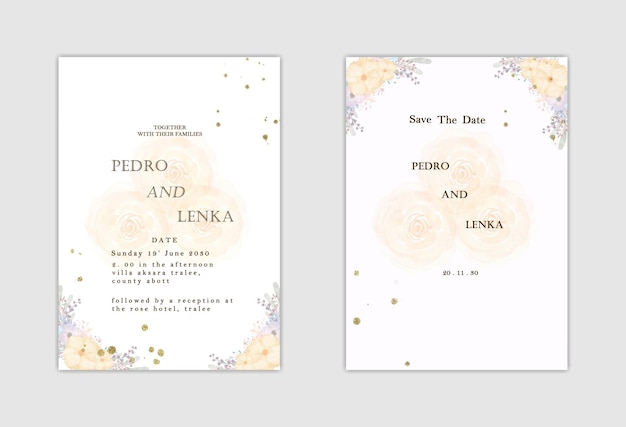 Invitación de boda floral suave psd