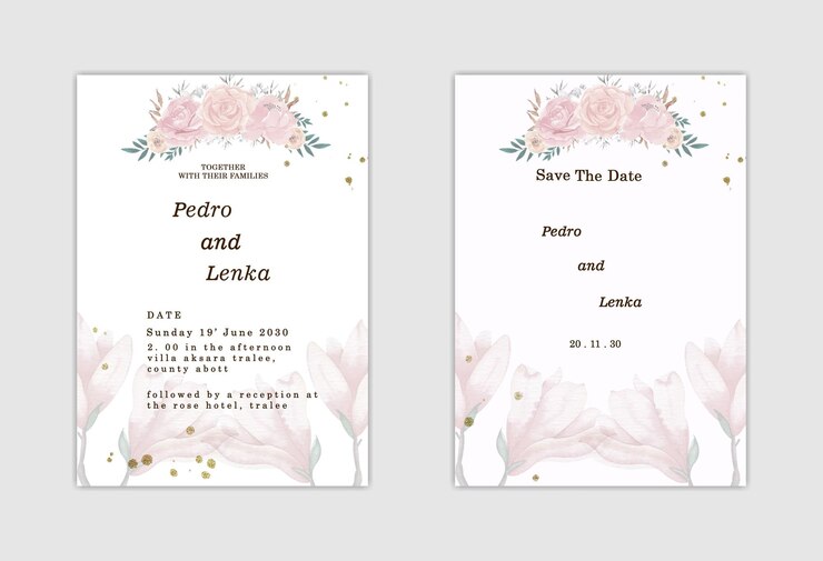 PSD invitación de boda floral suave psd