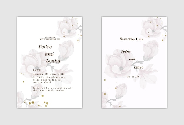 Invitación de boda floral suave psd