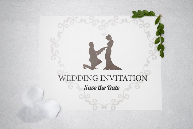PSD invitación de boda con guardar la fecha