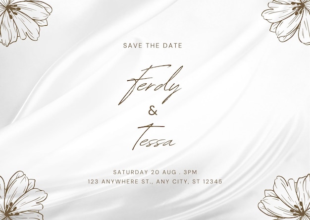 invitación de boda minimalista blanca paisaje 1