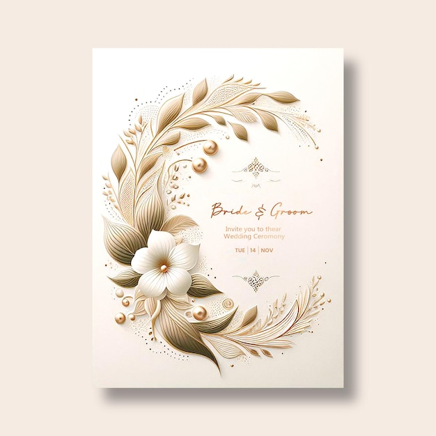 Invitación de boda de oro diseño de tarjeta y plantilla gratuita