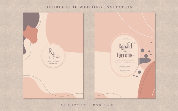 PSD invitación de boda con plantilla de fondo abstracto