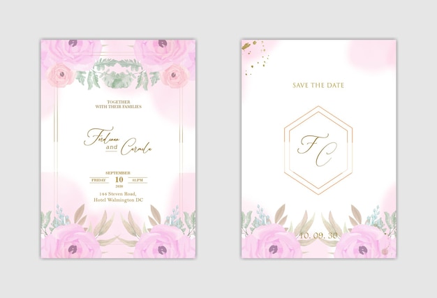 PSD invitación de boda con sakura rosa psd premium