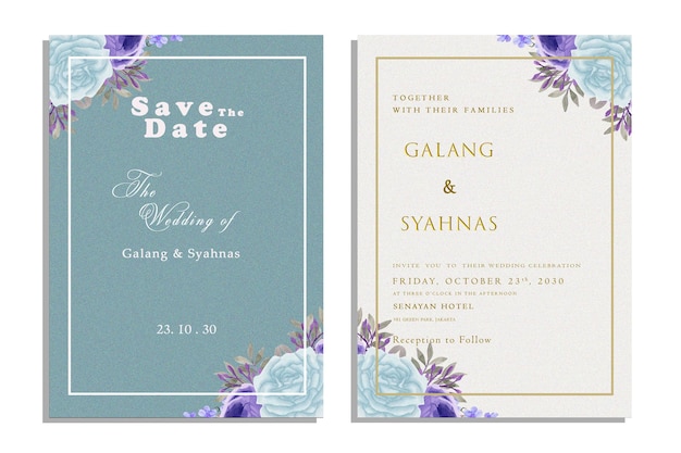 Invitación de boda vintage psd