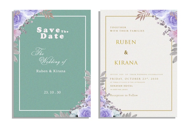 Invitación de boda vintage psd