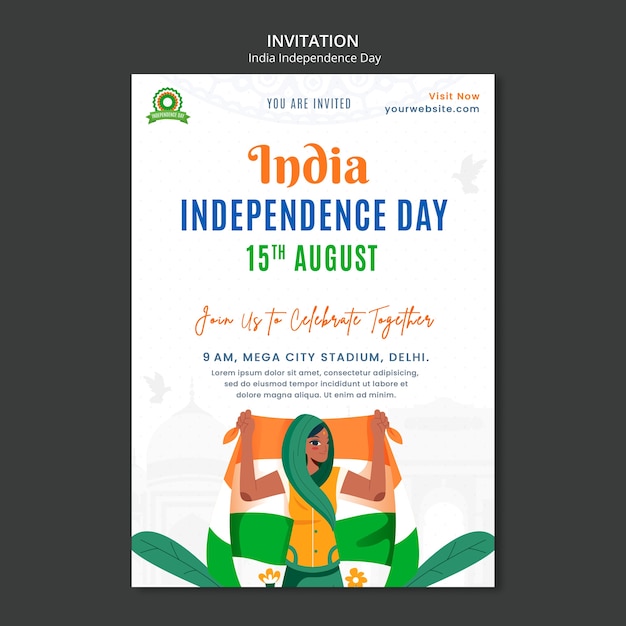 PSD invitación del día de la independencia de la india