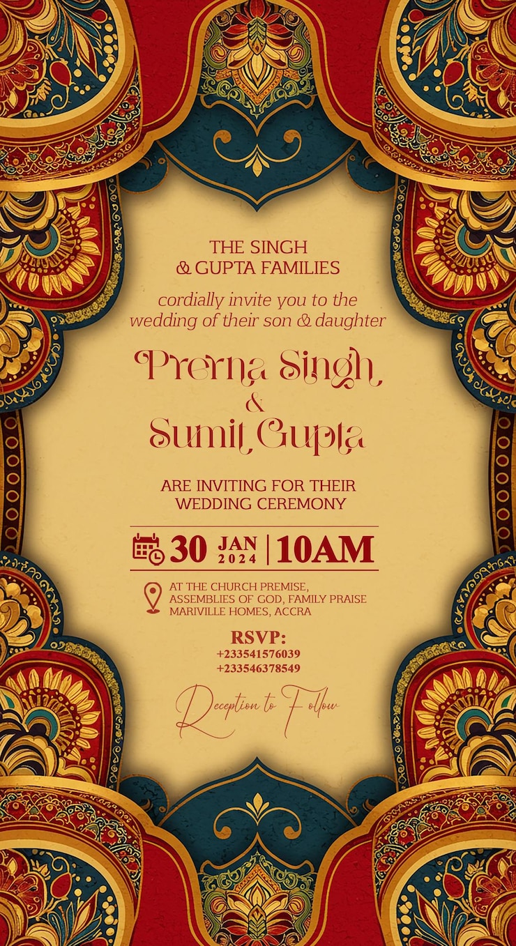 PSD invitación elegante para una boda india