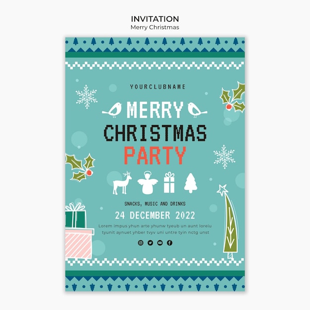 Invitación a la fiesta de navidad dibujada a mano