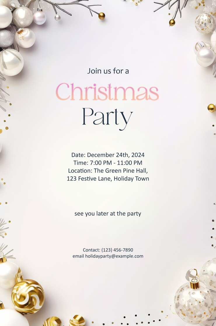 PSD invitación para la fiesta de navidad diseño elegante