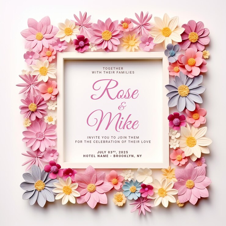 PSD invitación floral de boda tarjeta de felicitación estilo vintage elegante