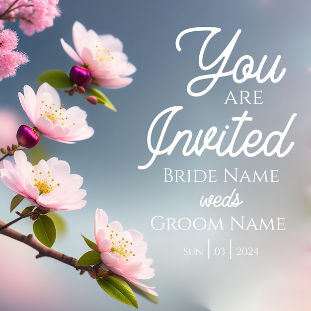 Invitación floral de boda vibrante con nombres de pareja personalizados Encuadro floral encantador de otoño