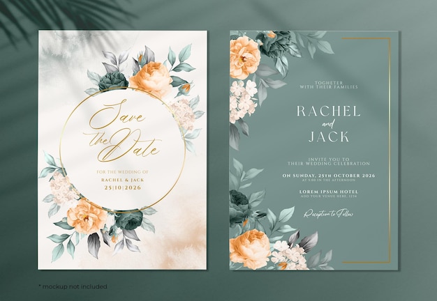 Invitación floral elegante de la boda de la acuarela