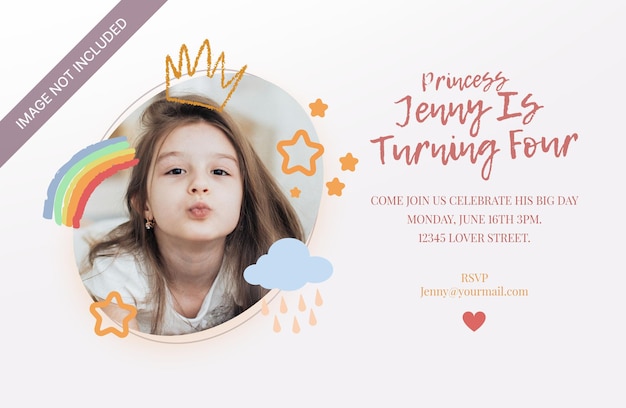 Invitation D'anniversaire Avec Modèle D'enfants Doodle Doux