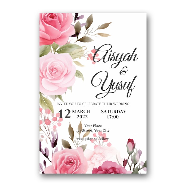 PSD l'invitation au mariage est rose.