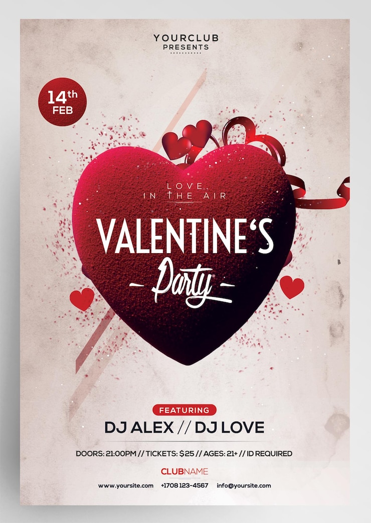 PSD invitation à l'événement du jour de la saint-valentin