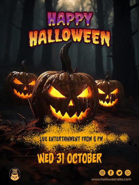 PSD invitation à une fête d'halloween instagram publie des histoires psd gratuite