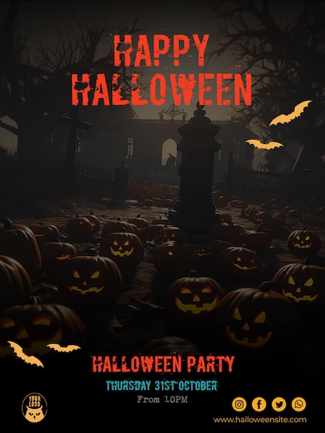 PSD invitation à une fête d'halloween instagram publie des histoires psd gratuite