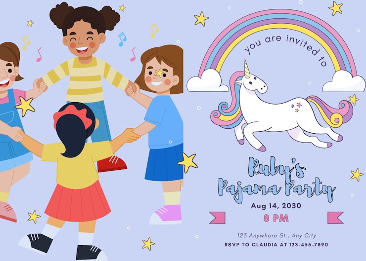 PSD invitation à une fête de pyjama