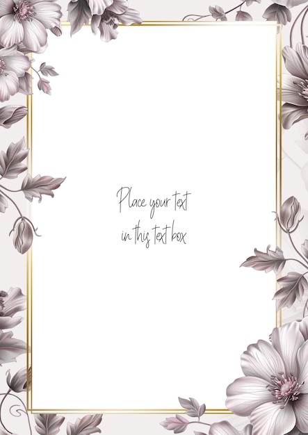 Une invitation florale élégante avec un cadre doré