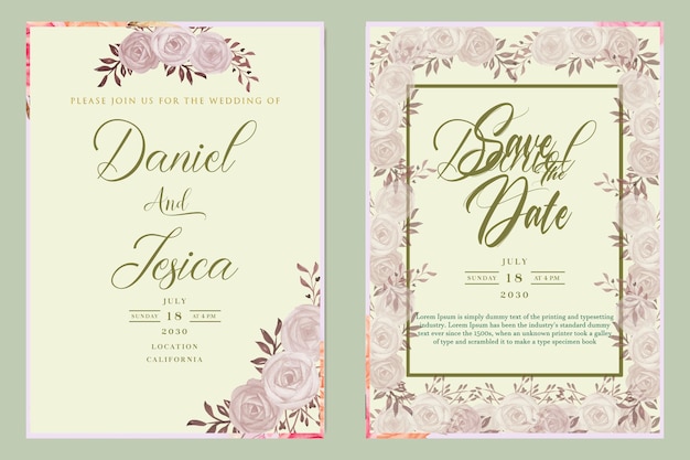 Invitation De Mariage Aquarelle Design Psd Premiuim