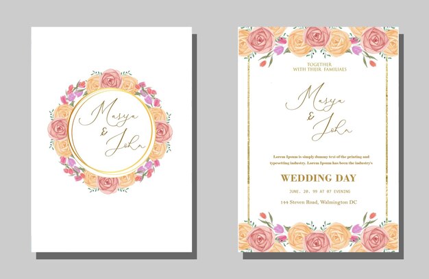 PSD invitation de mariage aquarelle premium