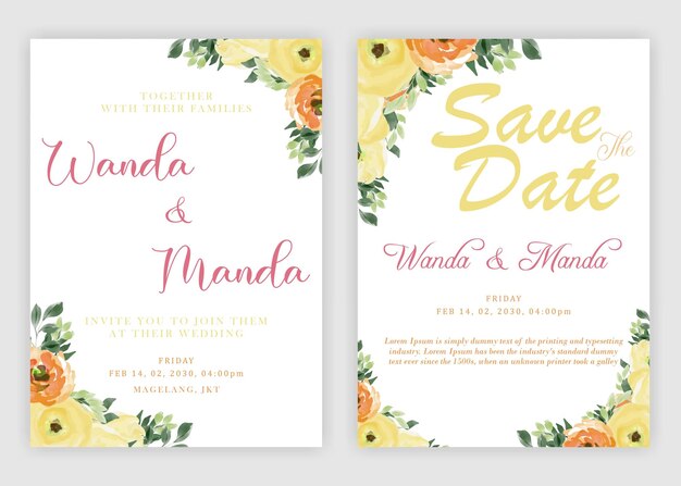 Invitation De Mariage Aquarelle Psd Premium