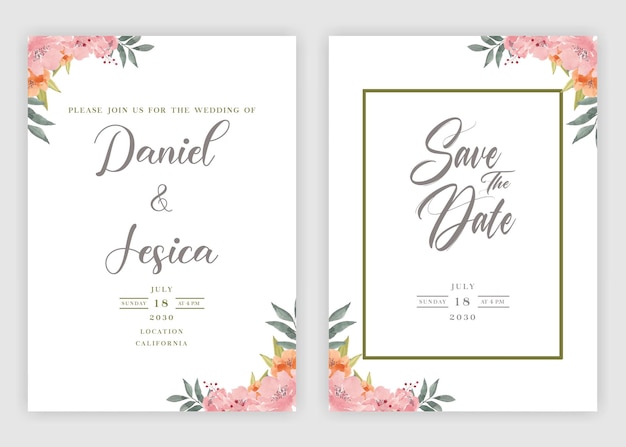 Invitation De Mariage Aquarelle Psd Premium