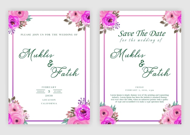invitation de mariage aquarelle psd premium