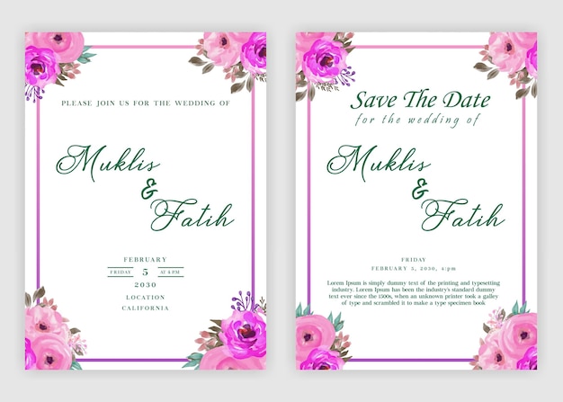 PSD invitation de mariage aquarelle psd premium