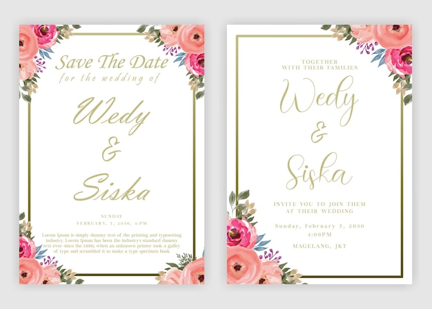 Invitation De Mariage Aquarelle Psd Premium