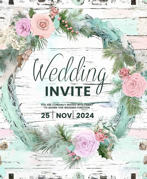 PSD invitation de mariage à fleurs rouges vibrantes pour des célébrations spéciales invitations de mariage florales à fleurs à cadre élégant