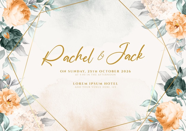 Invitation de mariage floral aquarelle élégante