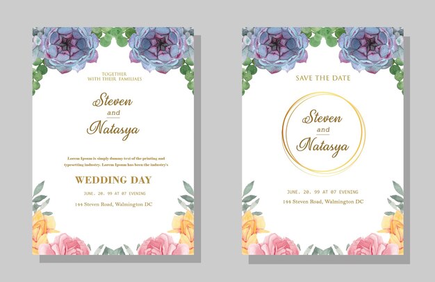 Invitation De Mariage Floral Psd