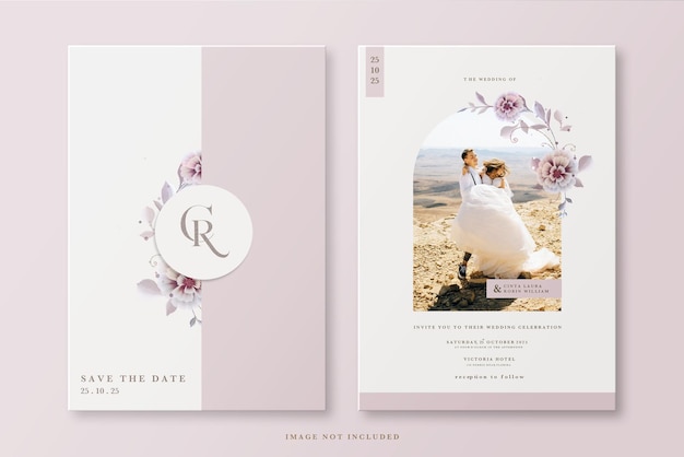 PSD une invitation de mariage avec un fond pastel rose