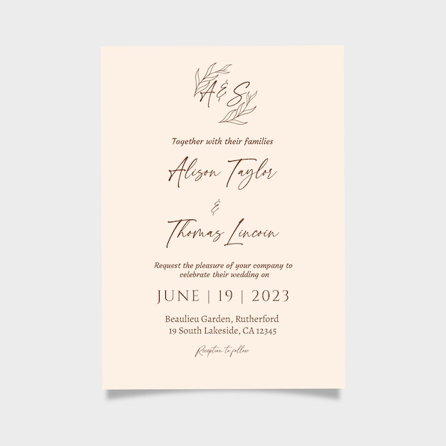Invitation de mariage minimaliste Invitation modifiable Invitation imprimable Invitation de mariage