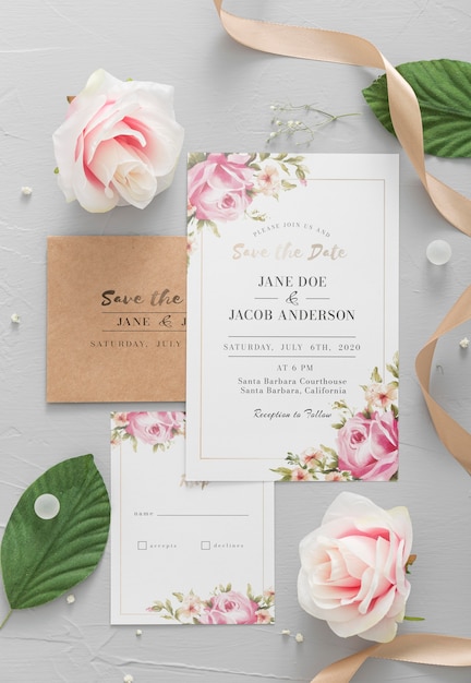 Invitation de mariage avec des plantes