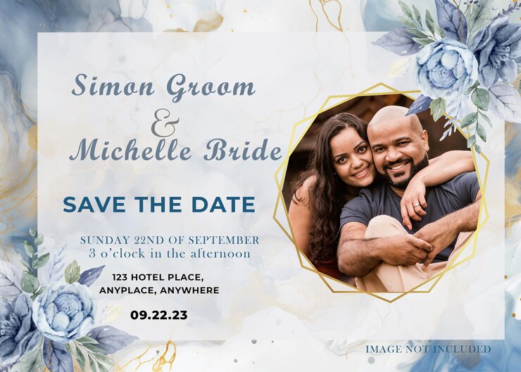 Une invitation de mariage qui dit "réservez la date" dessus.
