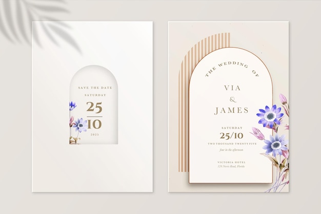 Invitation De Mariage Et Réservez La Date Avec