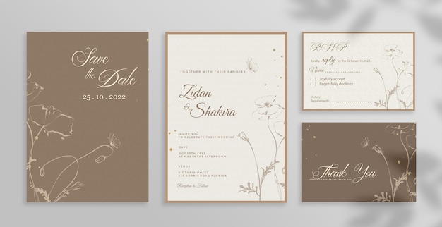 Invitation De Mariage Sertie De Fond Beige